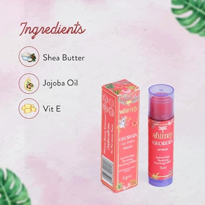 Whimsy NATURAL, ORGANIC TINTED LIP BALM FOR FOR KIDS|LIP BALM FOR DRY & CHAPPED LIPS|HYDRATED AND NOURISHING LIPS|ALL SKIN TYPE|INTENSE CARE|LIP BALM FOR SOFT, SMOOTH, MOISTURISED LIPS (GEORGIA) - Image 3